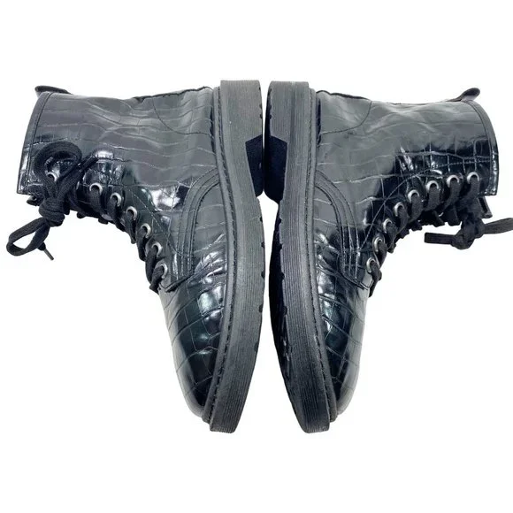 Steve Madden Black Vegan Flann Combat Boots 7 - Picture 7 of 11